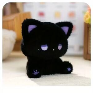 Anime Cute Sad Melancholy Emo Small Plush Cat Toy Stuffed Animal - Purple